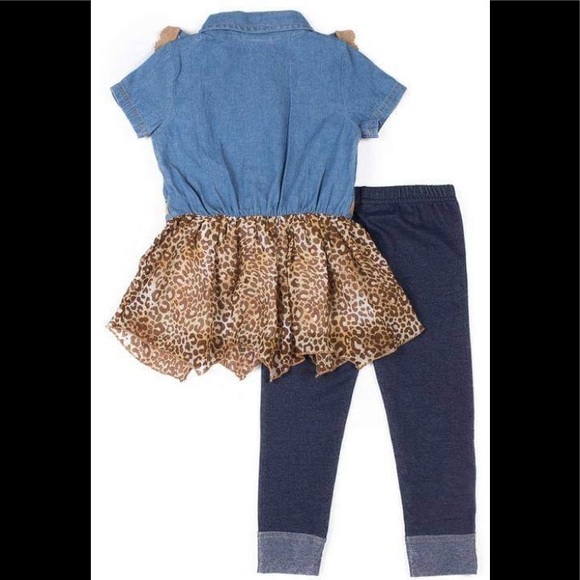 Little Lass Leopard Print Tutu Leggings Set - Picture 2 of 4